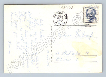 Pohlednice srdečné přání květy ve váze 1968 (M21103)