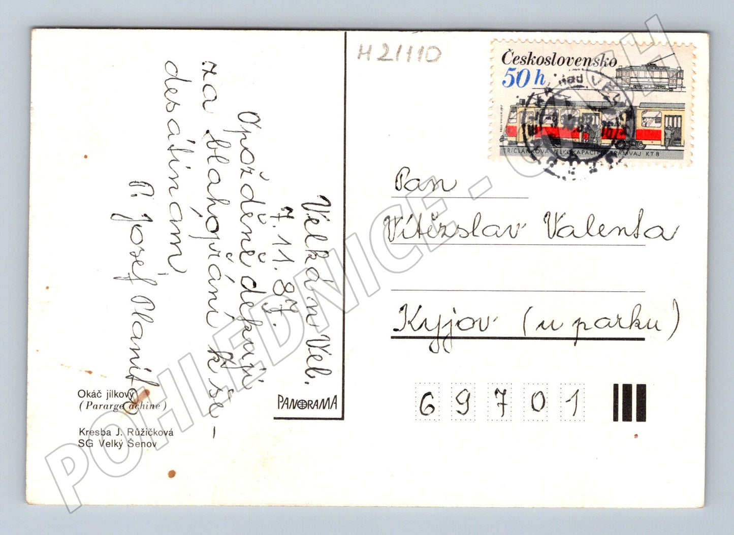 Pohlednice motýl Okáč jílkový 1987 (M21110)