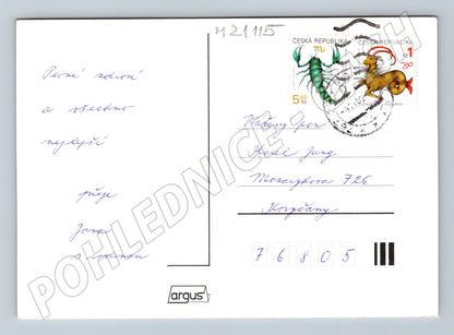 Pohlednice pomněnky v košíku (M21115)