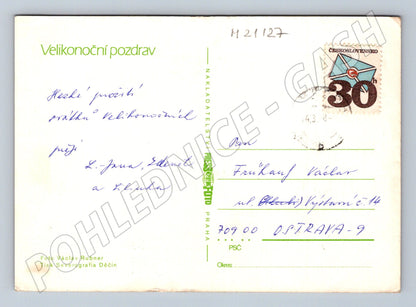 Pohlednice velikonoční kraslice sněženky (M21127)