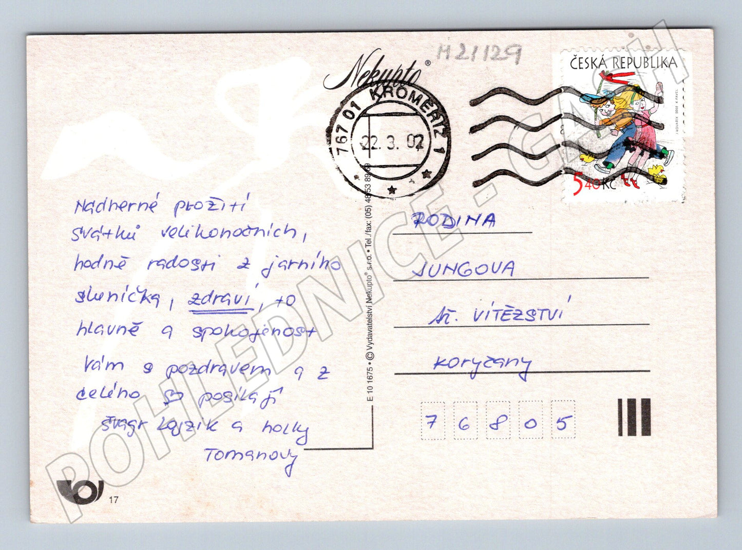 Pohlednice velikonoční konvalinky kraslice 2002 (M21129)