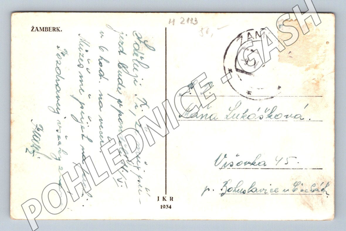 Pohlednice Žamberk 1934 (M2113)