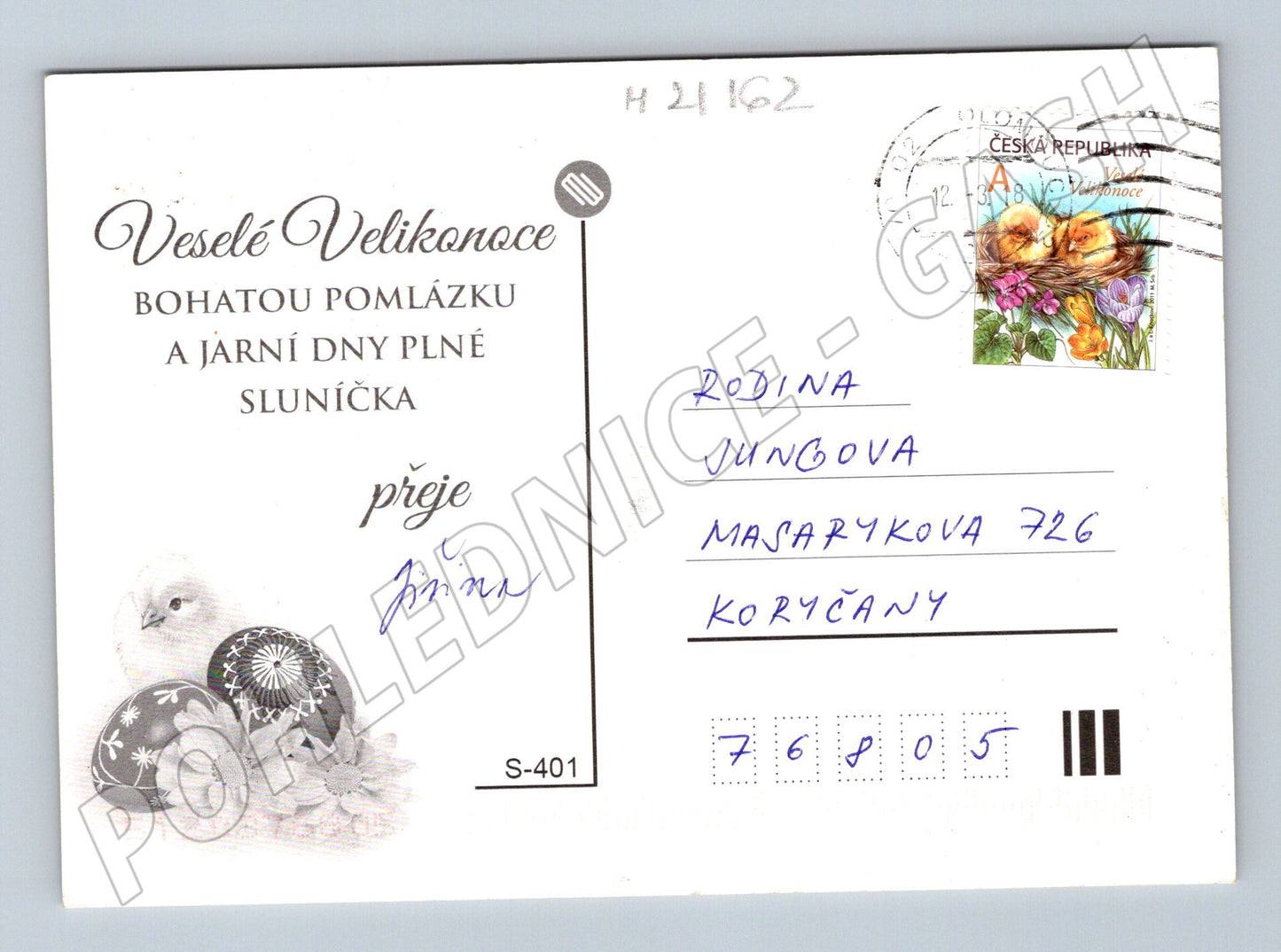 Pohlednice velikonoční tulipány vajíčka 2012 (M21162)
