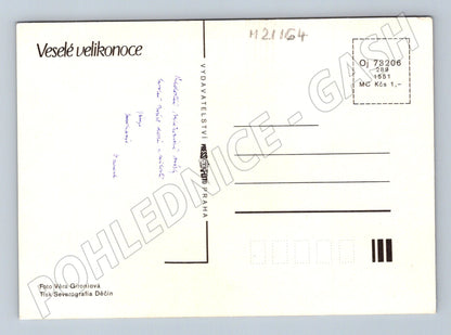 Pohlednice velikonoční kraslice narcisy košík (M21164)