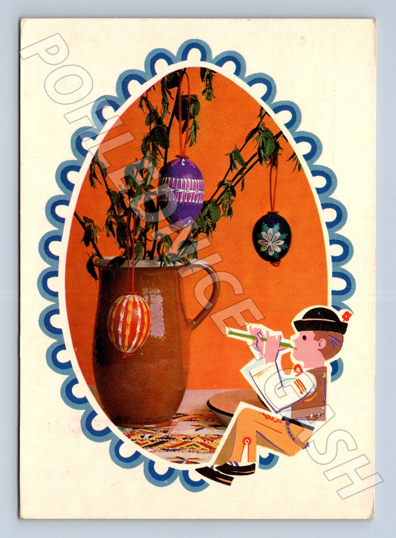 Pohlednice velikonoční kraslice lidový motiv 1975 (M21192)
