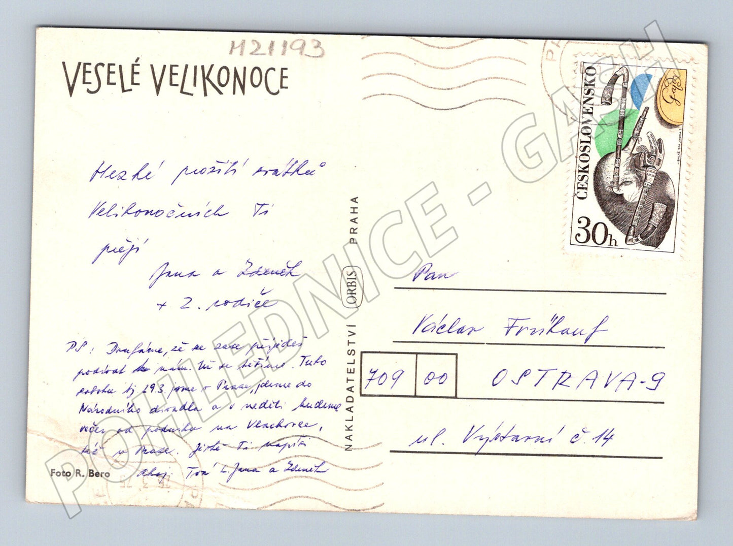 Pohlednice velikonoční stádo ovcí na svahu (M21193)