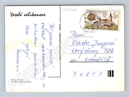 Pohlednice velikonoční fialky kraslice 1983 (M21203)