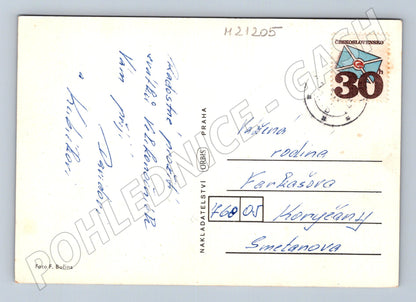 Pohlednice velikonoční kraslice v košíku (M21205)