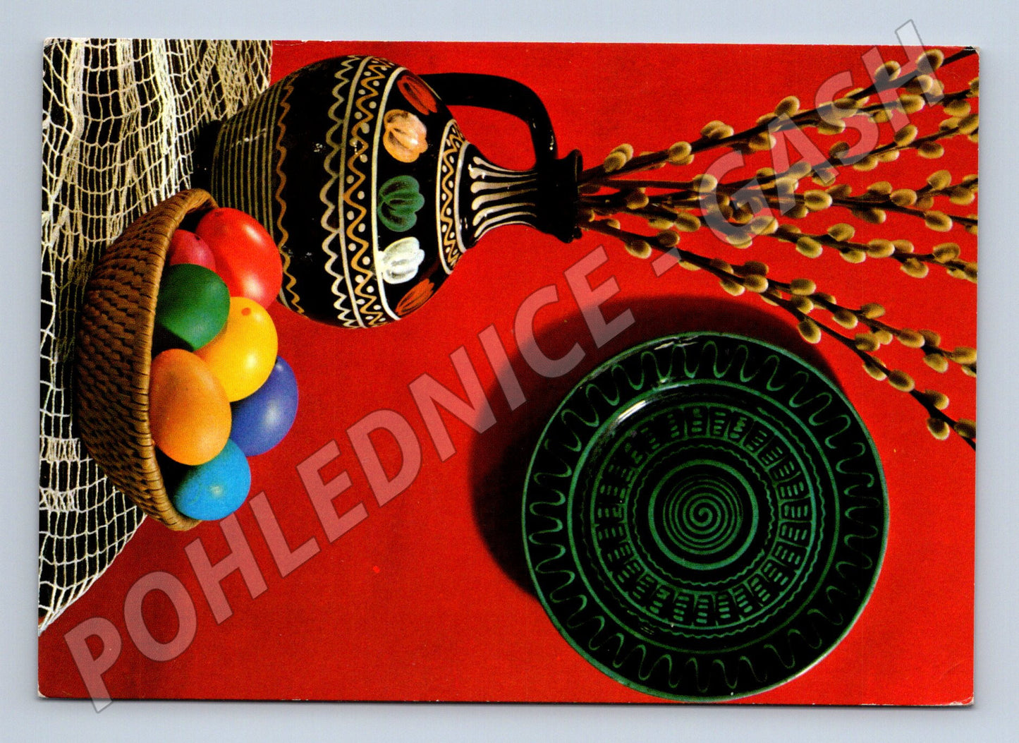 Pohlednice velikonoční kraslice lidový motiv 1976 (M21215)