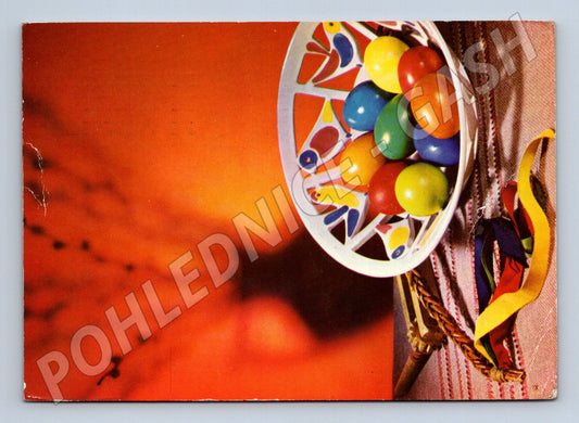 Pohlednice velikonoční kraslice pomlázka 1974 (M21219)