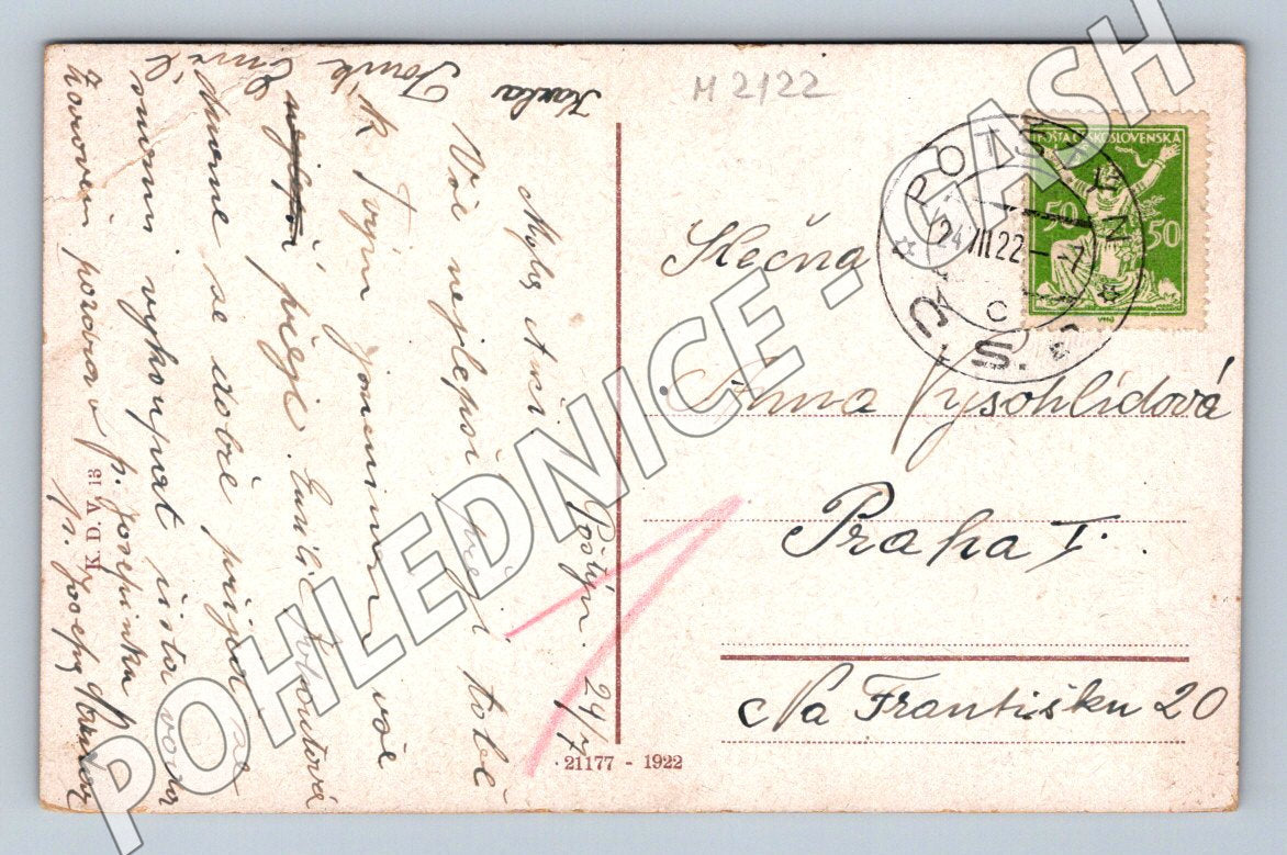 Pohlednice Potštejn z věže raz 1922 (M2122)