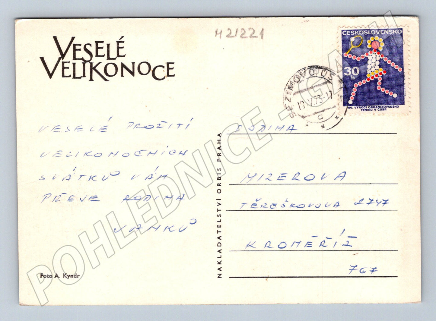 Pohlednice velikonoční slepička kuřátka 1973 (M21221)