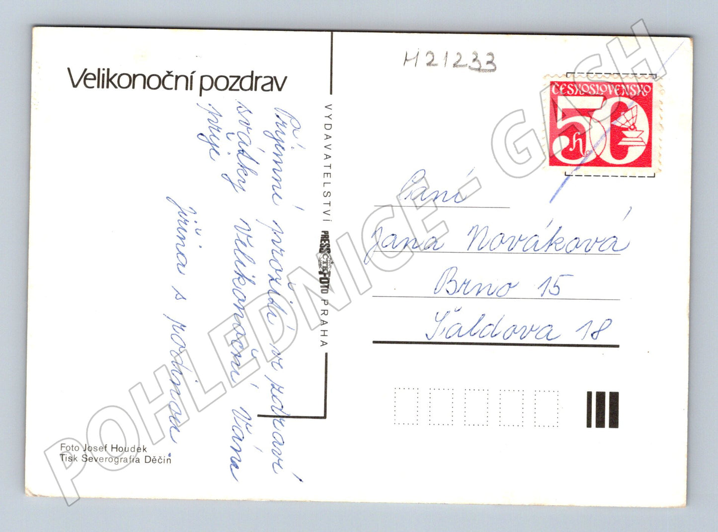 Pohlednice velikonoční kraslice kočičky psaná (M21233)
