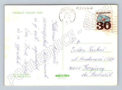 Pohlednice velikonoční zdobené kraslice 1977 (M21247)
