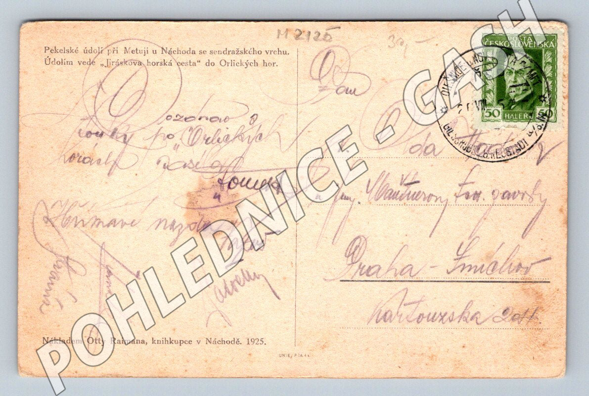 Pohlednice Pekelské údolí u Náchoda 1925 (M2125)