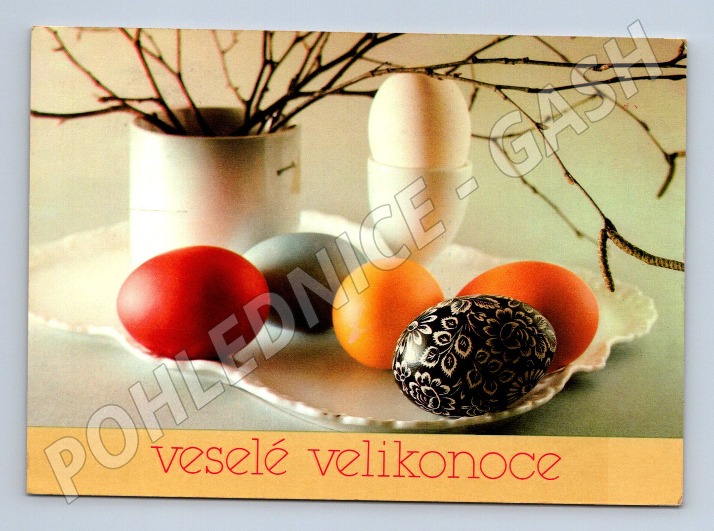 Pohlednice velikonoční kraslice ručně psaná známka (M21250)