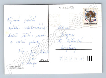 Pohlednice velikonoční kraslice květiny 1992 (M21254)