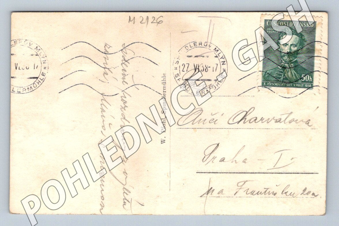 Pohlednice Krkonoše Svatý Petr raz 1938 (M2126)