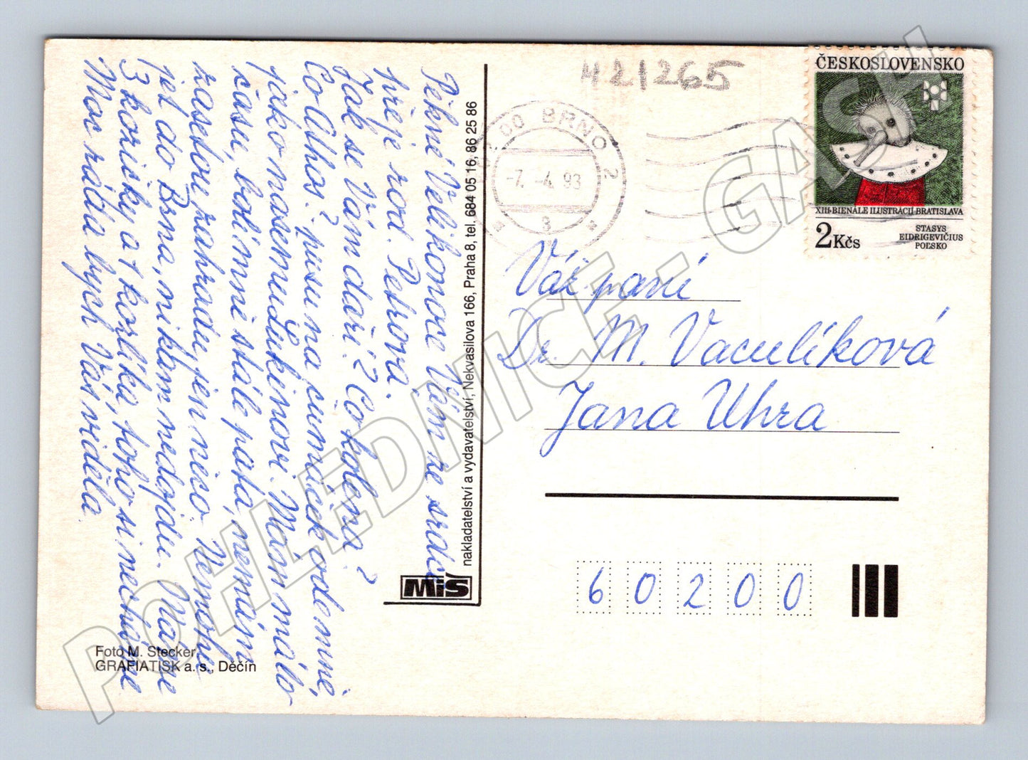 Pohlednice etnografie kraslice květiny 1993 (M21265)