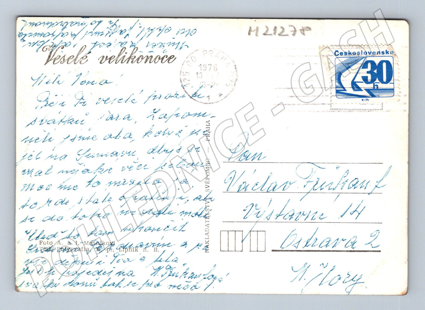 Pohlednice velikonoční český folklór kraslice 1976 (M21278)