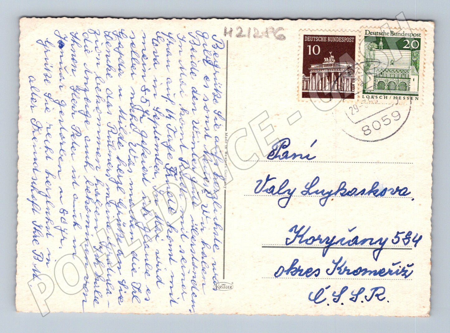 Pohlednice velikonoční Německo kuřátka dítě 1959 (M21286)