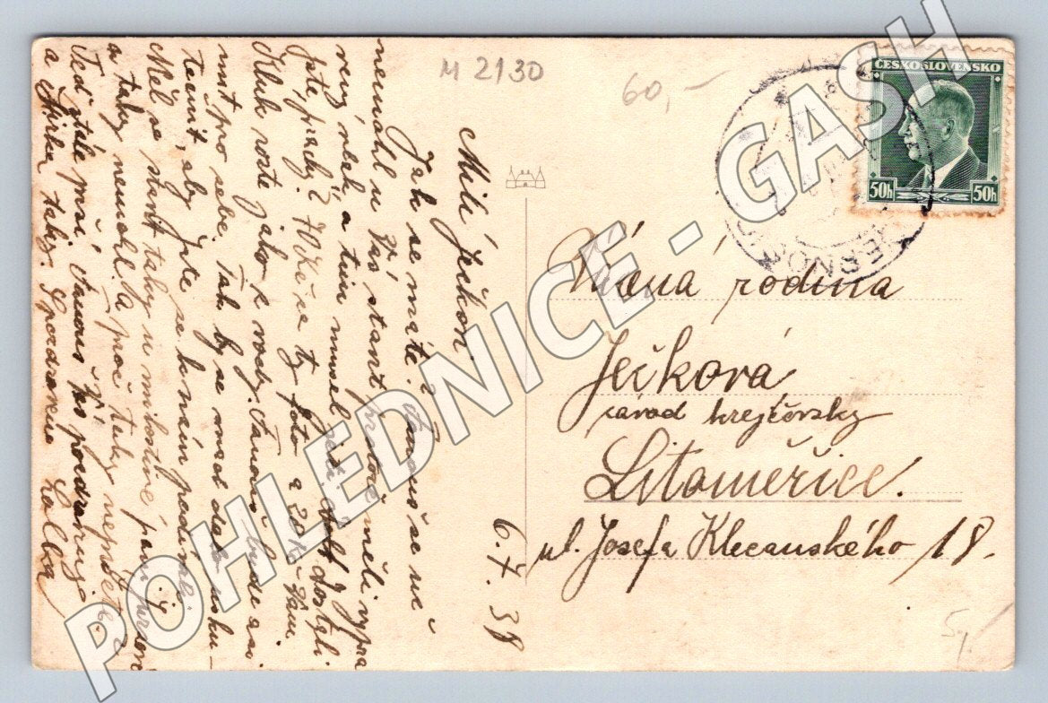 Pohlednice Vráž u Horních Černošic 1939 (M2130)