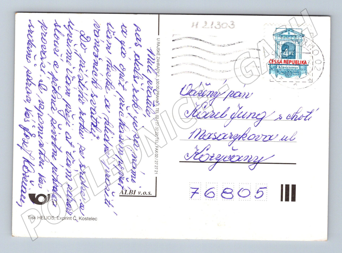 Pohlednice zimní krajina odeslaná 2002 (M21303)