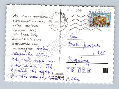Pohlednice vánoční zasněžená vesnice 2016 (M21304)