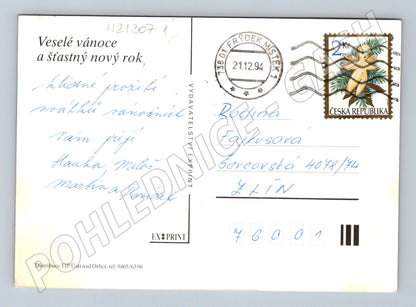 Pohlednice vánoční velký formát 1994 prošlá (M21307)