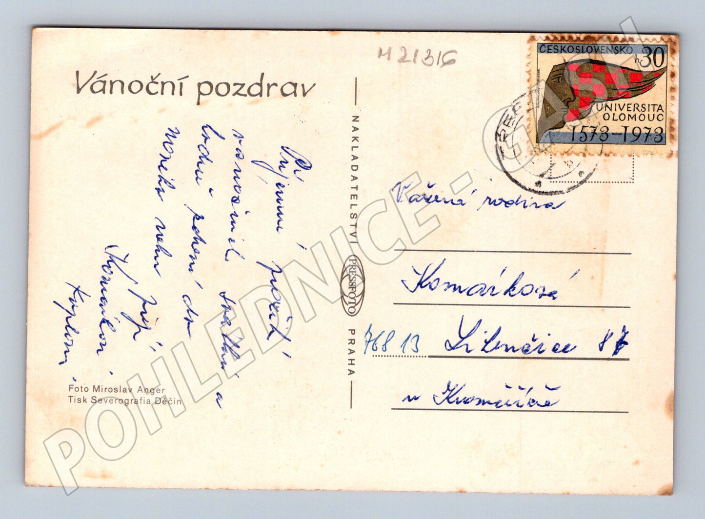 Pohlednice vánoční tradiční motiv prošlá (M21316)