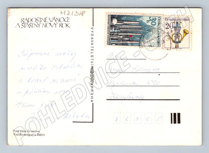 Pohlednice vánoční perníček větvička 50 léta (M21318)