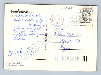 Pohlednice vánoční jablka a větvičky 1983 (M21328)