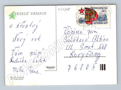 Pohlednice vánoční svíčka větve odeslaná (M21348)
