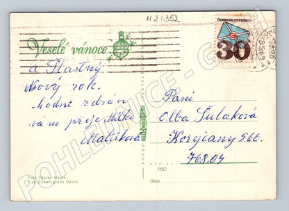 Pohlednice vánoční malý formát svíčka ozdoby (M21352)