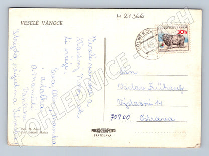 Pohlednice vánoční 70 léta velký formát (M21366)