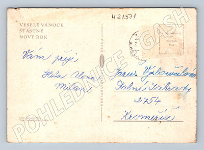 Pohlednice vánoční barevné ozdoby Severografie (M21371)