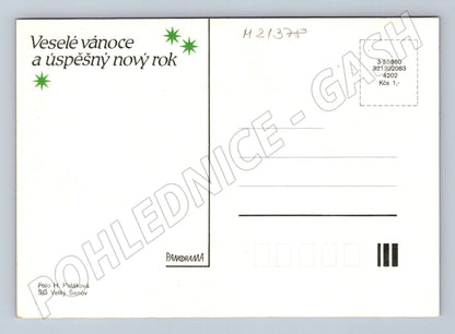Pohlednice vánoční přípitek jmelí Veselé Vánoce (M21378)