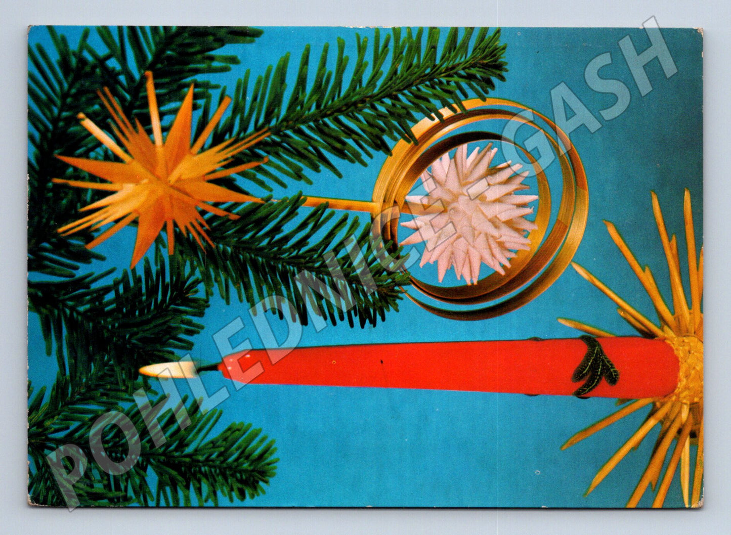 Pohlednice vánoční svíčka ozdoby odeslaná (M21385)