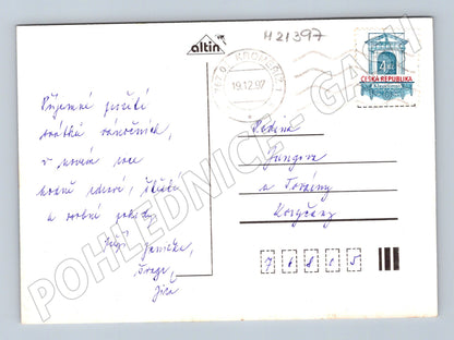 Pohlednice vánoční svíčky květiny zaslaná 1997 (M21397)
