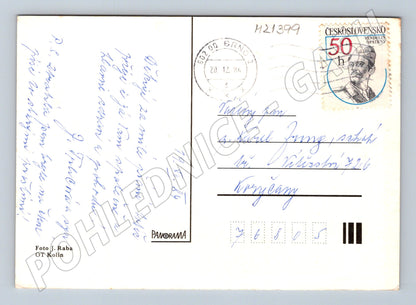 Pohlednice vánoční červená svíčka jablka 1986 (M21399)