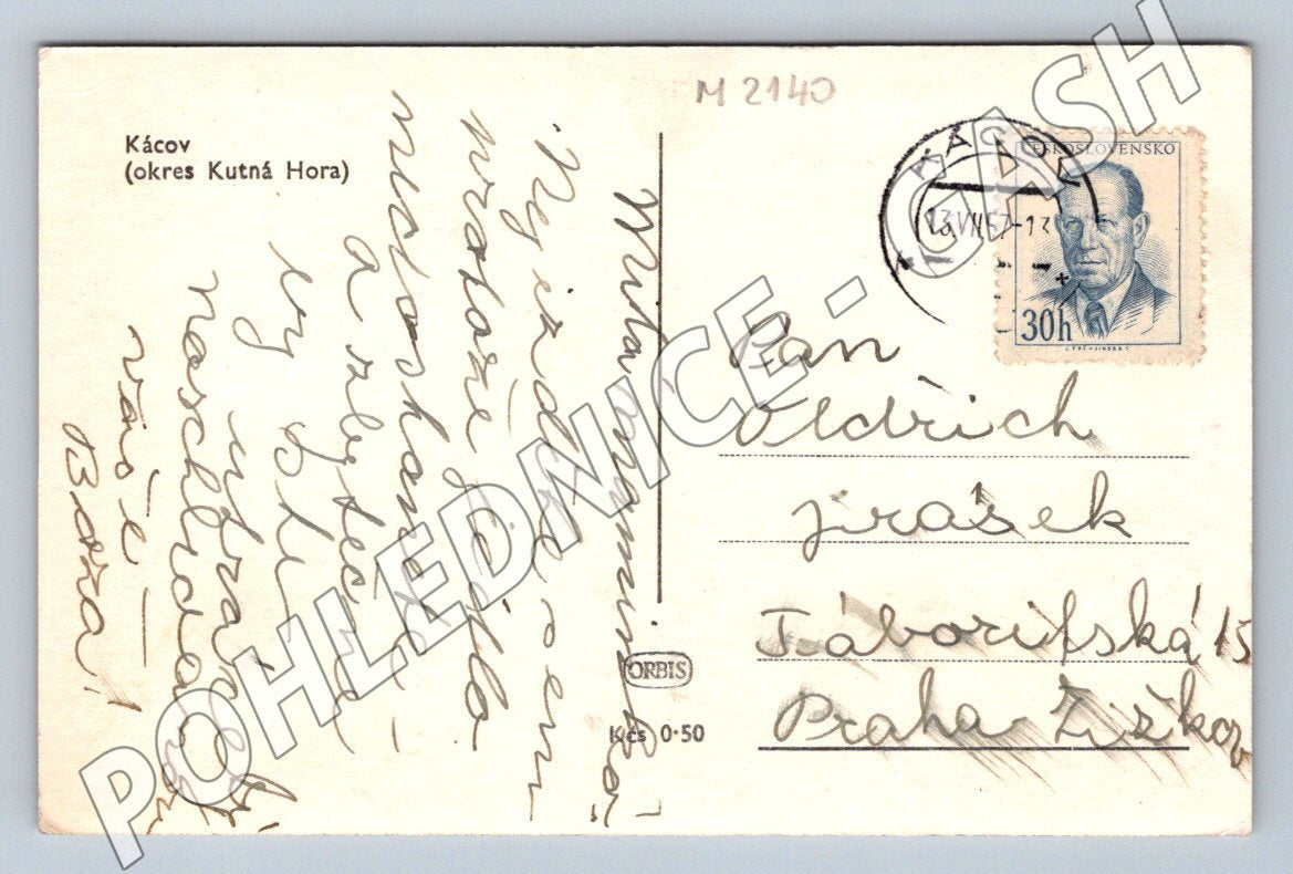 Pohlednice Kácov okres Kutná Hora PP 1947 (M2140)