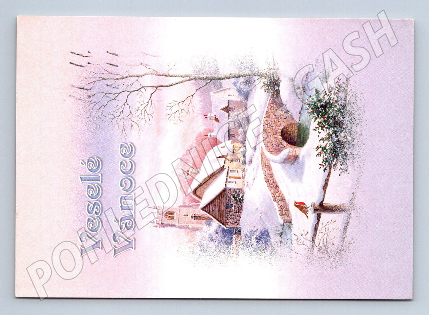 Pohlednice vánoční zimní krajina razítko 2001 (M21403)