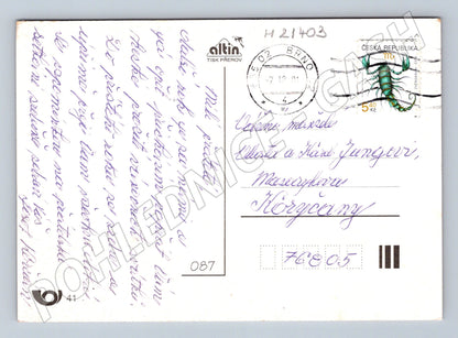 Pohlednice vánoční zimní krajina razítko 2001 (M21403)