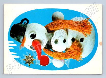 Pohlednice vánoční sněhulák odeslaná 1976 (M21413)