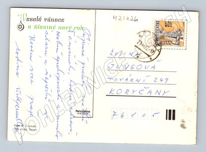 Pohlednice vánoční prošlá poštou 70 léta (M21426)