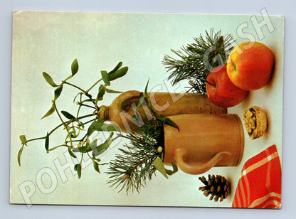 Pohlednice vánoční jmelí ovoce 1976 (M21431)