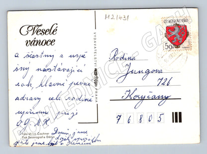 Pohlednice vánoční jmelí ovoce 1976 (M21431)