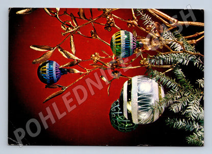 Pohlednice vánoční ozdoby 1976 malý formát (M21436)