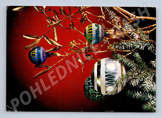 Pohlednice vánoční ozdoby 1976 malý formát (M21436)