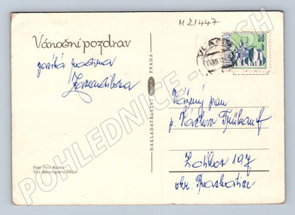 Pohlednice vánoční Zimní píseň instrument 1968 (M21447)